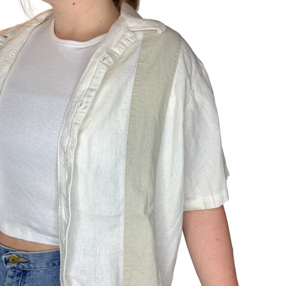 Marc Edwards White Cream Linen Button Down Short Sleeve Shirt XXL - Picture 1 of 6